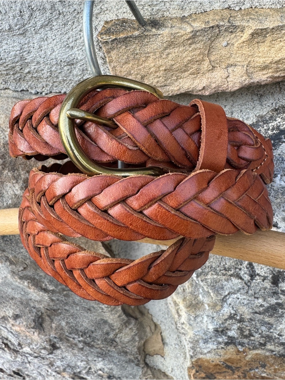 J. Crew Braided Leather Belt in Rich Brown Cognac with Brass Buckle XS/S 40” - Picture 16 of 16